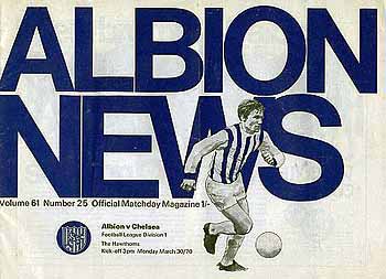 programme cover for West Bromwich Albion v Chelsea, Monday, 30th Mar 1970