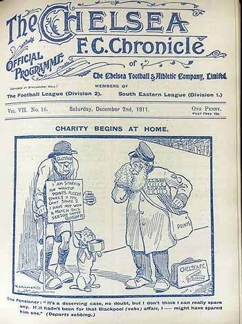 programme cover for Chelsea v Glossop, 2nd Dec 1911
