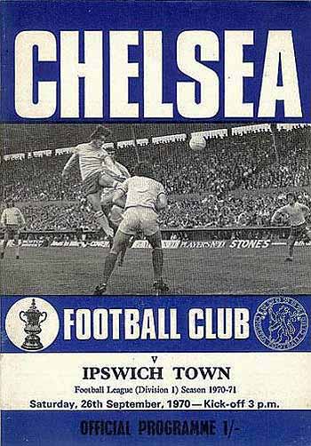programme cover for Chelsea v Ipswich Town, Saturday, 26th Sep 1970
