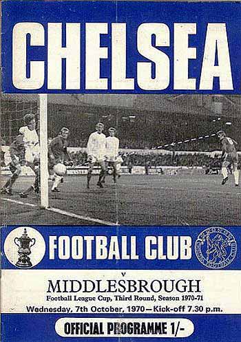 programme cover for Chelsea v Middlesbrough, Wednesday, 7th Oct 1970