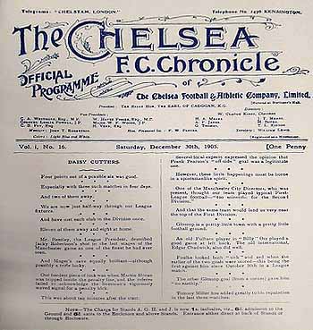 programme cover for Chelsea v Stockport County, 30th Dec 1905