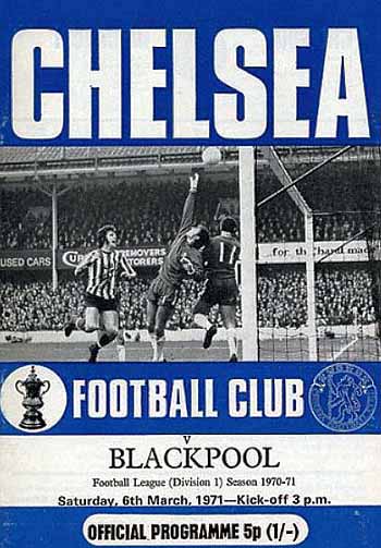 programme cover for Chelsea v Blackpool, Saturday, 6th Mar 1971