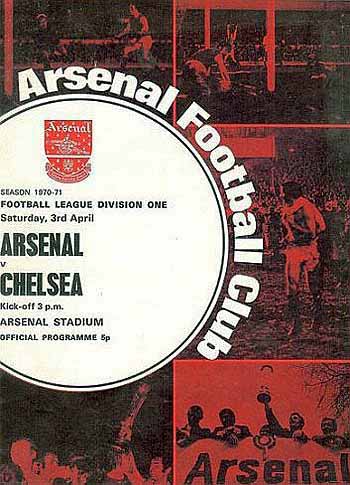 programme cover for Arsenal v Chelsea, Saturday, 3rd Apr 1971