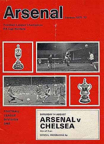 programme cover for Arsenal v Chelsea, Saturday, 14th Aug 1971
