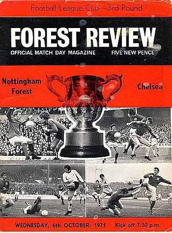 programme cover for Nottingham Forest v Chelsea, Wednesday, 6th Oct 1971