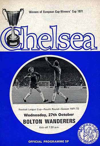 programme cover for Chelsea v Bolton Wanderers, Wednesday, 27th Oct 1971