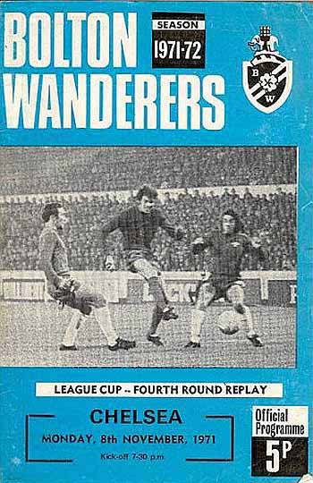 programme cover for Bolton Wanderers v Chelsea, Monday, 8th Nov 1971
