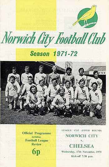 programme cover for Norwich City v Chelsea, Wednesday, 17th Nov 1971