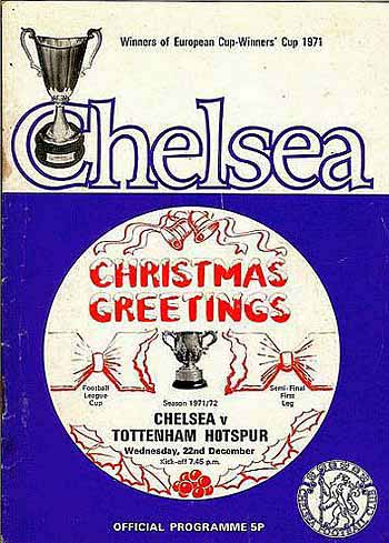 programme cover for Chelsea v Tottenham Hotspur, Wednesday, 22nd Dec 1971