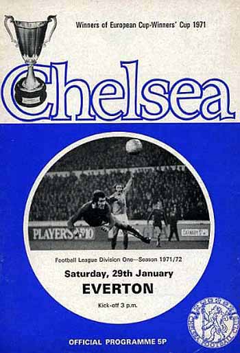 programme cover for Chelsea v Everton, Saturday, 29th Jan 1972