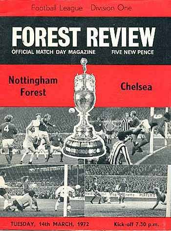 programme cover for Nottingham Forest v Chelsea, Tuesday, 14th Mar 1972