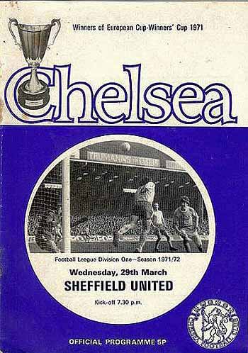 programme cover for Chelsea v Sheffield United, Wednesday, 29th Mar 1972