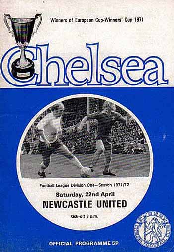 programme cover for Chelsea v Newcastle United, Saturday, 22nd Apr 1972