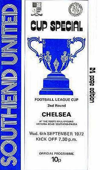 programme cover for Southend United v Chelsea, Wednesday, 6th Sep 1972