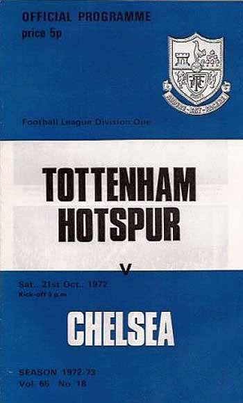 programme cover for Tottenham Hotspur v Chelsea, Saturday, 21st Oct 1972