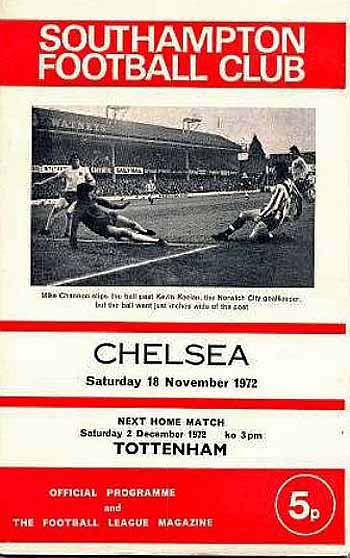 programme cover for Southampton v Chelsea, 18th Nov 1972
