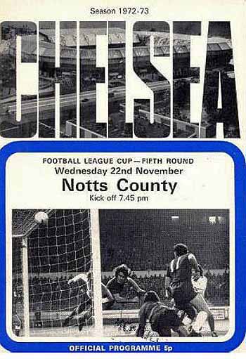 programme cover for Chelsea v Notts County, Wednesday, 22nd Nov 1972