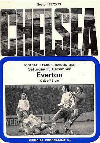 programme cover for Chelsea v Everton, Saturday, 23rd Dec 1972