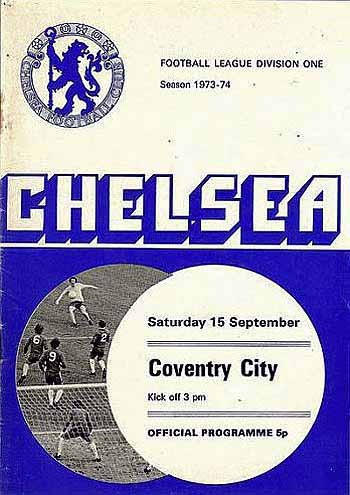 programme cover for Chelsea v Coventry City, Saturday, 15th Sep 1973