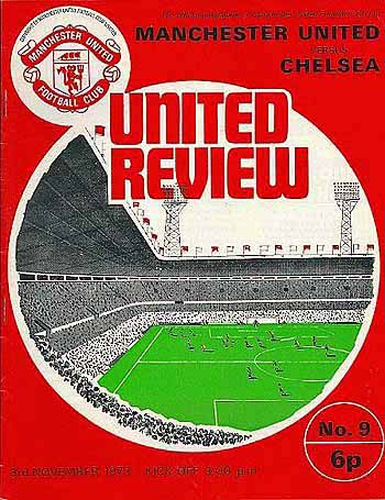 programme cover for Manchester United v Chelsea, Saturday, 3rd Nov 1973