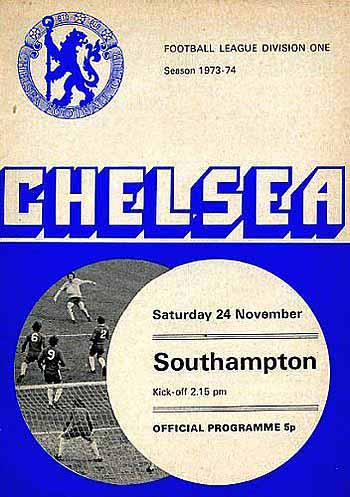 programme cover for Chelsea v Southampton, Saturday, 24th Nov 1973