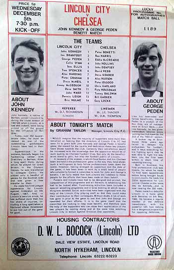 programme cover for Lincoln City v Chelsea, 5th Dec 1973