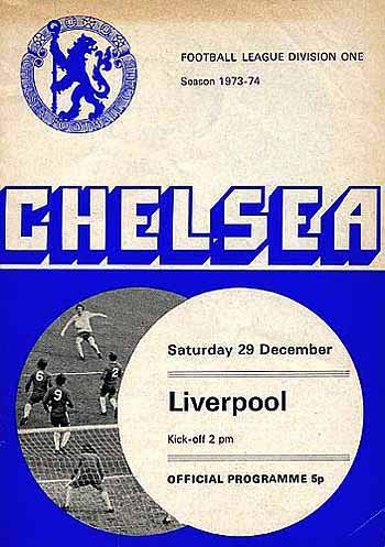 programme cover for Chelsea v Liverpool, Saturday, 29th Dec 1973