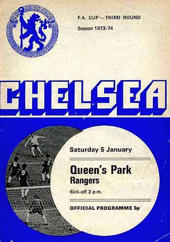 programme cover for Chelsea v Queens Park Rangers, Saturday, 5th Jan 1974