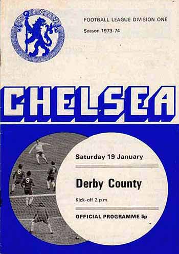 programme cover for Chelsea v Derby County, 19th Jan 1974