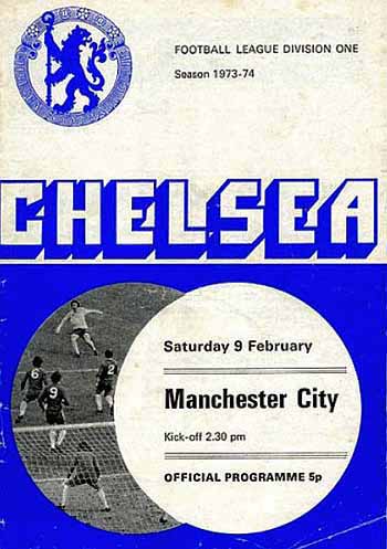 programme cover for Chelsea v Manchester City, 9th Feb 1974