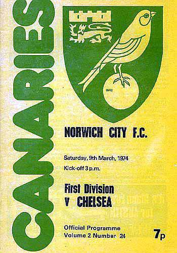 programme cover for Norwich City v Chelsea, Saturday, 9th Mar 1974