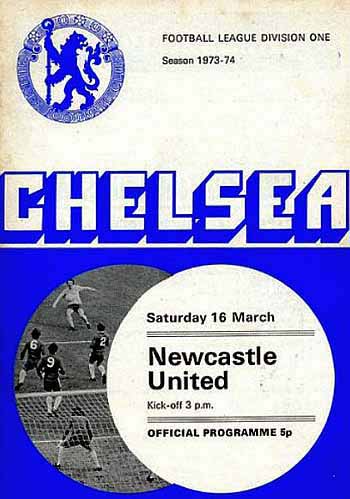 programme cover for Chelsea v Newcastle United, Saturday, 16th Mar 1974