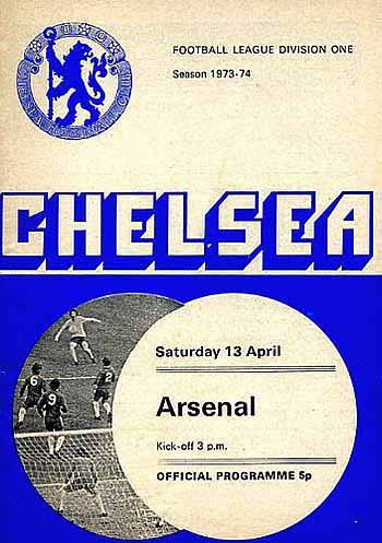 programme cover for Chelsea v Arsenal, Saturday, 13th Apr 1974