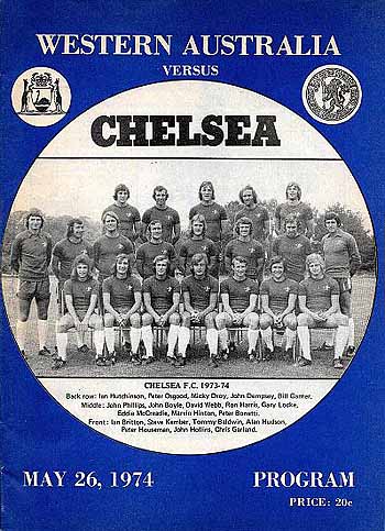programme cover for Western Australia v Chelsea, Sunday, 26th May 1974