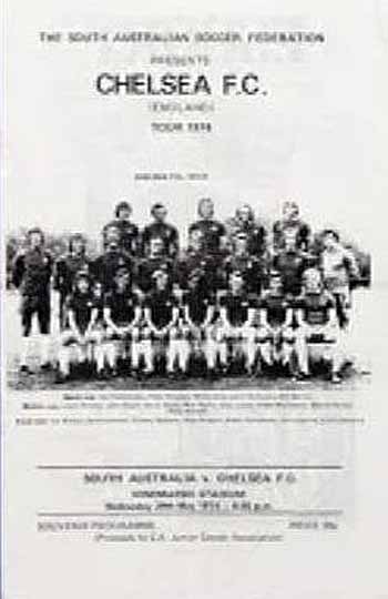 programme cover for South Australia v Chelsea, 29th May 1974