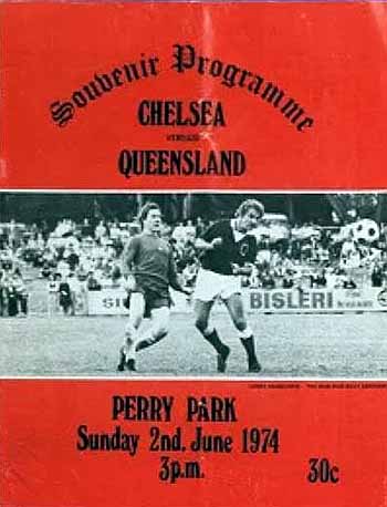 programme cover for Queensland v Chelsea, 2nd Jun 1974