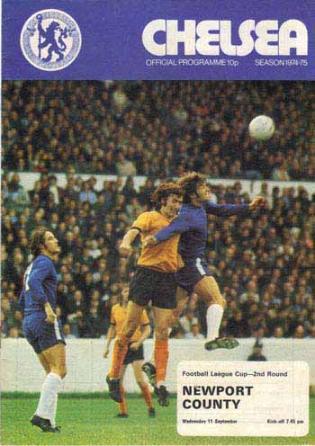 programme cover for Chelsea v Newport County, Wednesday, 11th Sep 1974