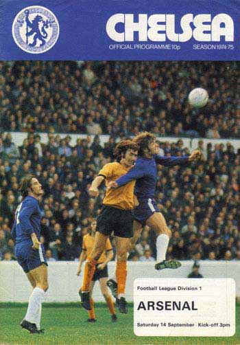 programme cover for Chelsea v Arsenal, Saturday, 14th Sep 1974