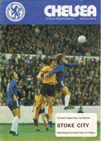 programme cover for Chelsea v Stoke City, Wednesday, 9th Oct 1974