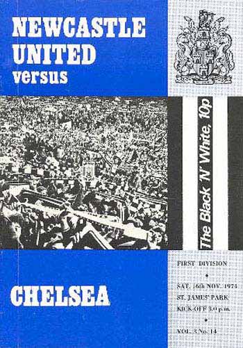 programme cover for Newcastle United v Chelsea, Saturday, 16th Nov 1974