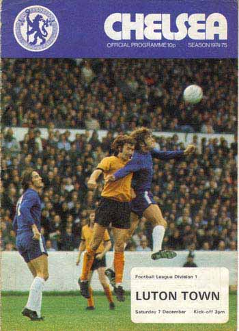 programme cover for Chelsea v Luton Town, Saturday, 7th Dec 1974