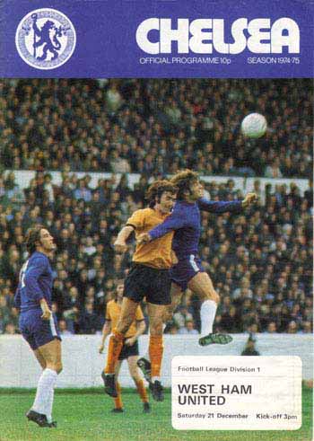 programme cover for Chelsea v West Ham United, Saturday, 21st Dec 1974