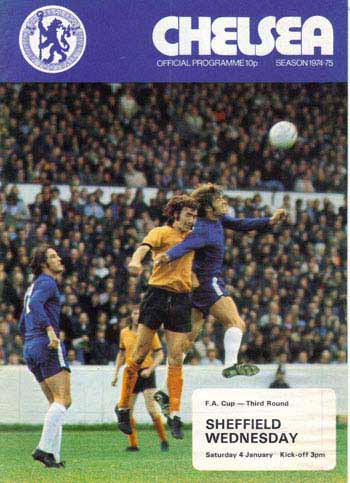 programme cover for Chelsea v Sheffield Wednesday, Saturday, 4th Jan 1975