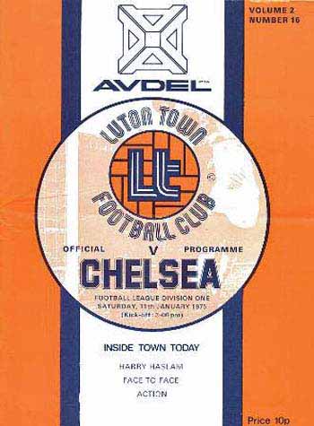 programme cover for Luton Town v Chelsea, Saturday, 11th Jan 1975