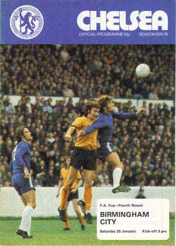 programme cover for Chelsea v Birmingham City, Saturday, 25th Jan 1975
