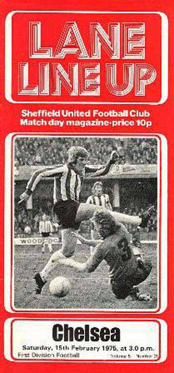 programme cover for Sheffield United v Chelsea, 15th Feb 1975