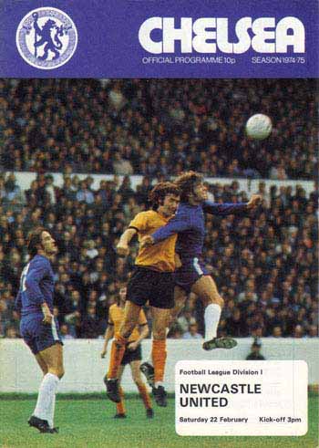 programme cover for Chelsea v Newcastle United, 22nd Feb 1975