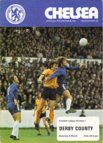programme cover for Chelsea v Derby County, 8th Mar 1975
