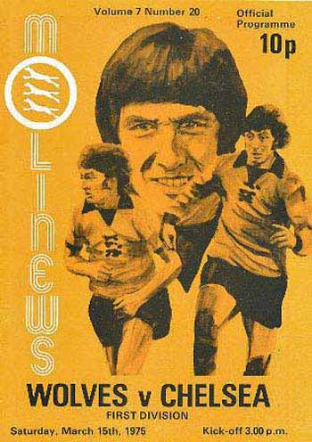 programme cover for Wolverhampton Wanderers v Chelsea, 15th Mar 1975