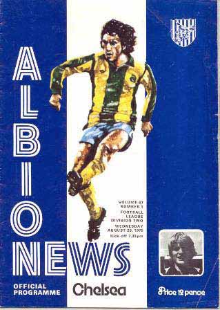 programme cover for West Bromwich Albion v Chelsea, Wednesday, 20th Aug 1975